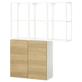 IKEA ENHET ЕНХЕТ, шафа, білий/імітація. дуб, 120x32x150 см 295.481.22 фото