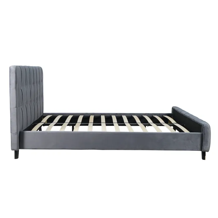 Кровать двуспальная бархатная MEBEL ELITE LINO Velvet, 160x200 см, Серый фото №12