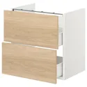 IKEA ENHET ЭНХЕТ, напольный шкаф для раковины,2 ящика, белый / имит. дуб, 60x42x60 см 493.223.44 фото thumb №1
