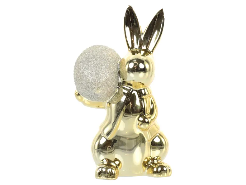 BRW Декоративна фігурка BRW Кролик з яйцем, золотий 092553 фото №1