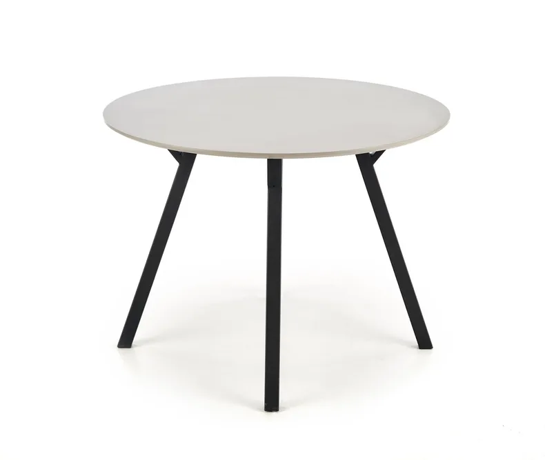 Круглий стіл кухонний HALMAR BALROG 100x100 см, каркас - чорний, стільниця - світло-сіра фото №2