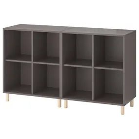 IKEA EKET ЕКЕТ, комбінація шаф із ніжками, темно-сірий/деревина, 140x35x80 см 193.861.01 фото