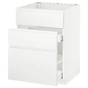 IKEA METOD МЕТОД / MAXIMERA МАКСІМЕРА, підлог шафа д / мийки+3 фр пан / 2 шух, білий / Voxtorp матовий білий, 60x60 см 391.121.10 фото