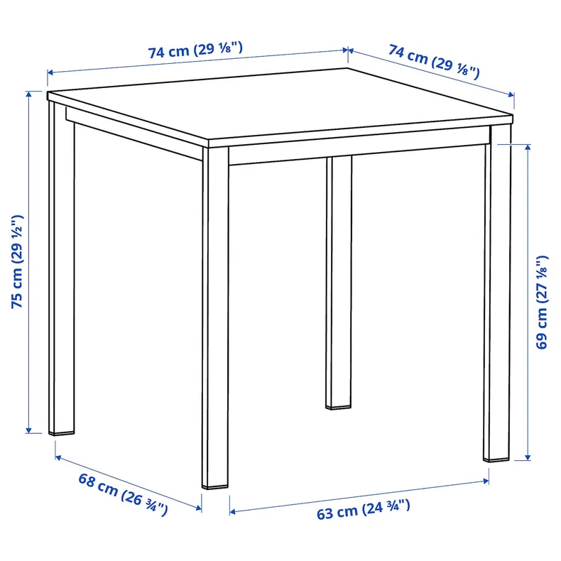 IKEA VIHALS / VIHALS, стол и 2 стула, белый/белый Тибблби бежевый/серый, 74x74 см 095.899.34 фото №6