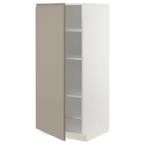 IKEA METOD МЕТОД, высокий шкаф с полками, белый / матовый темно-бежевый, 60x60x140 см 494.918.84 фото