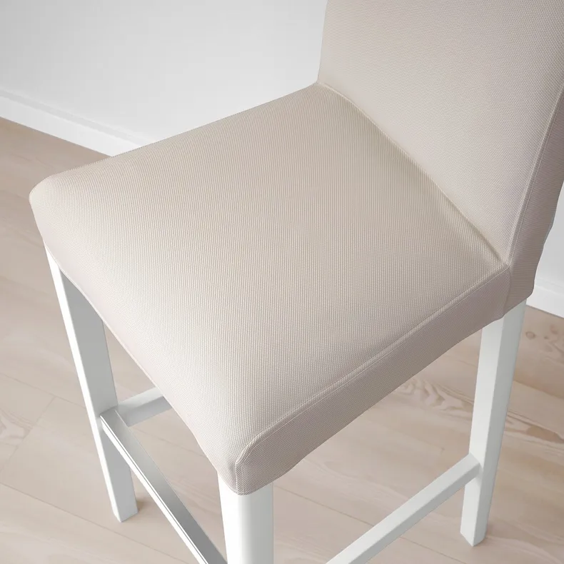 IKEA BERGMUND БЕРГМУНД, барний стілець зі спинкою, білий / бежевий галантерейний, 75 см 693.882.11 фото №6