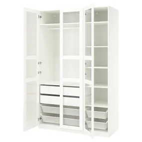 IKEA PAX ПАКС / TYSSEDAL ТИССЕДАЛЬ, гардероб, комбинация, белое / белое стекло, 150x60x236 см 295.753.75 фото