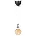 IKEA JÄLLBY ЭЛЛЬБИ / MOLNART МОЛНАРТ, подвесной светильник с лампочкой, никелированный / колокольчик в форме бронзы прозрачное стекло 594.912.61 фото thumb №1