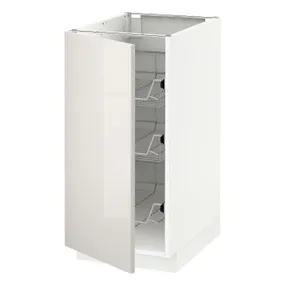 IKEA METOD МЕТОД, напольный шкаф / проволочные корзины, белый / светло-серый, 40x60 см 894.628.08 фото