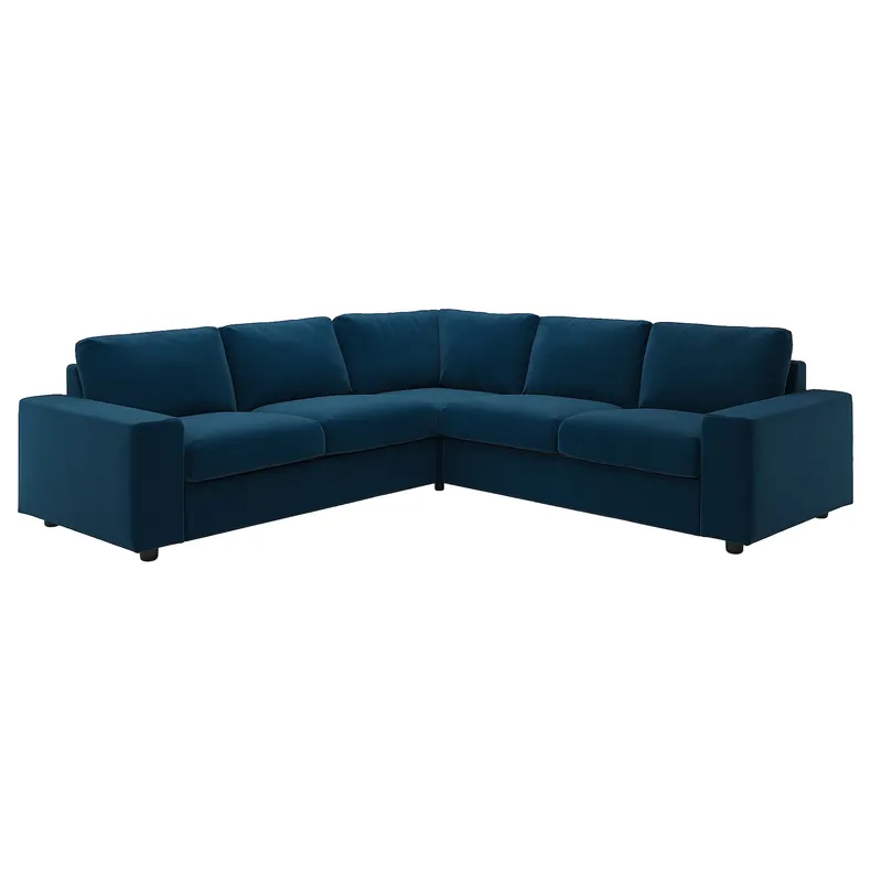 IKEA VIMLE ВІМЛЕ, кутовий диван, 4-місний, з широкими підлокітниками/Djuparp темно-зелено-синій 694.367.78 фото №1