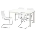 IKEA STRANDTORP СТРАНДТОРП / TOBIAS ТОБИАС, стол и 4 стула, белый / прозрачный, 150 / 205 / 260x95 см 393.886.70 фото thumb №1