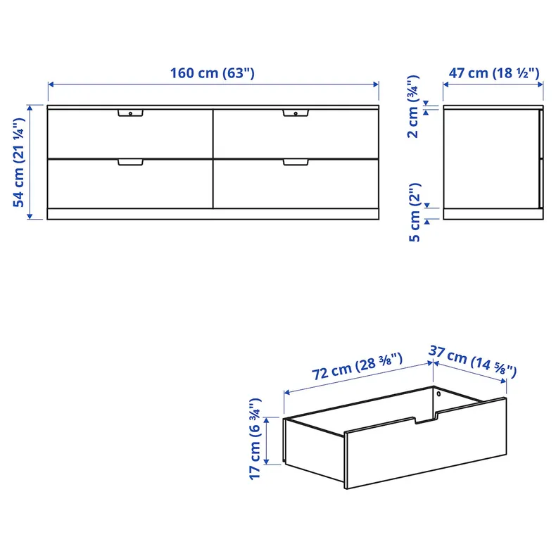 IKEA NORDLI НОРДЛИ, комод с 4 ящиками, белый, 160x54 см 492.394.96 фото №6