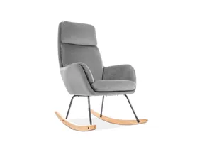 Кресло-качалка бархатное SIGNAL HOOVER Velvet, серый фото