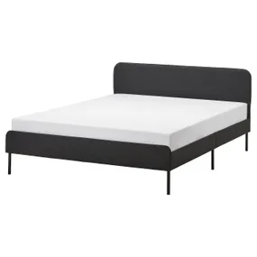 IKEA SLATTUM СЛАТТУМ, каркас кровати с обивкой, Виссл темно-серый, 140x200 см 005.712.45 фото