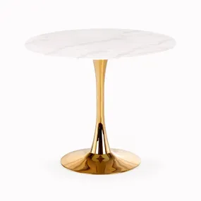 Стол обеденный HALMAR CASEMIRO 90x90 см, белый мрамор / золото фото