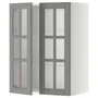 IKEA METOD МЕТОД, навесной шкаф / полки / 2стеклян двери, белый / бодбинский серый, 60x80 см 693.949.57 фото