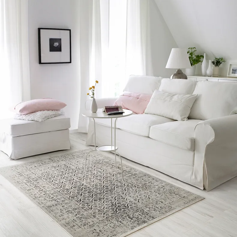 IKEA MANSTRUP МАНСТРУП, килим, короткий ворс, сірий патинований / квітковий візерунок, 160x230 см 404.467.06 фото №3