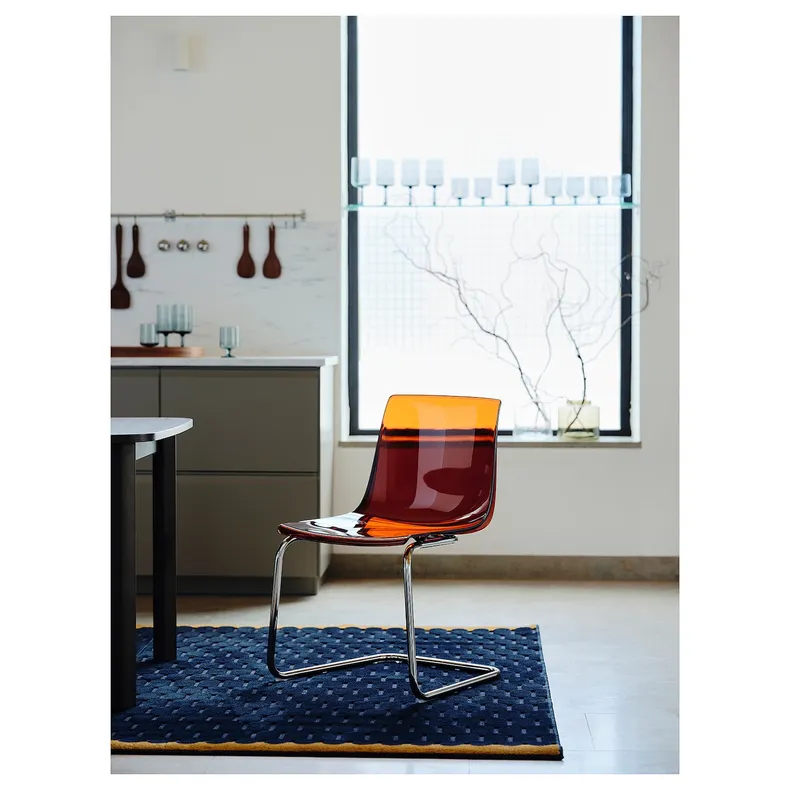 IKEA TOBIAS ТОБИАС, стул, коричневый / красный / хром 905.325.89 фото №2