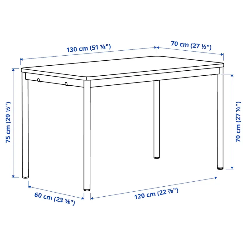IKEA TOMMARYD ТОММАРЮД, стіл, білий, 130x70 см 993.874.89 фото №10