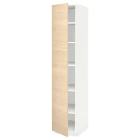 IKEA METOD МЕТОД, высокий шкаф с полками, белый / аскерсундский узор светлый ясень, 40x60x200 см 394.556.69 фото