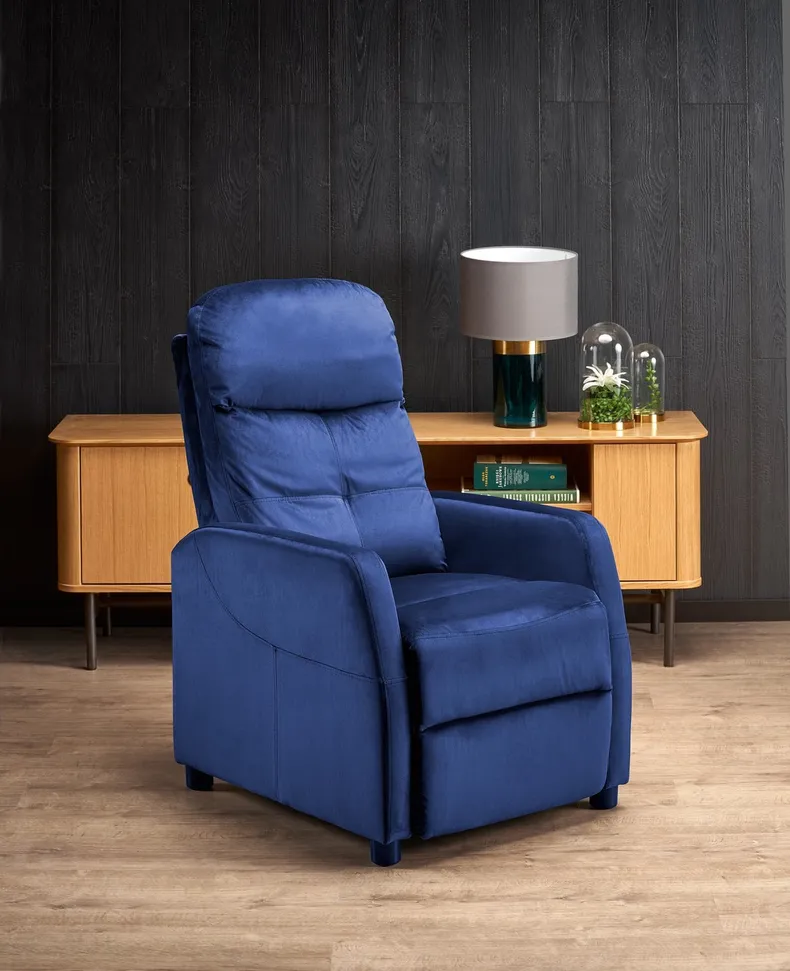 Кресло реклайнер мягкое раскладное HALMAR FELIPE 2, темно-синий фото №2