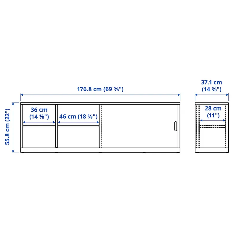 IKEA TONSTAD ТОНСТАД, тумба під телевізор, вершки, 177x37x56 см 604.888.80 фото №6