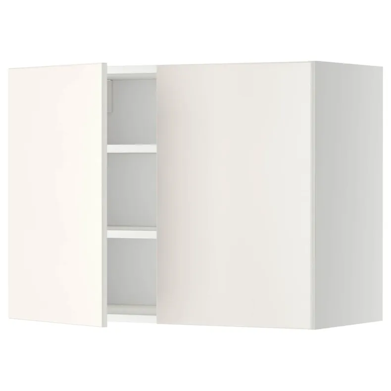 IKEA METOD МЕТОД, навісна шафа з полицями / 2 дверцят, білий / ВЕДДІНГЕ білий, 80x60 см 394.545.42 фото №1