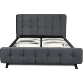 Ліжко двоспальне оксамитове MEBEL ELITE LINO Velvet, 140x200 см, Темно-сірий фото