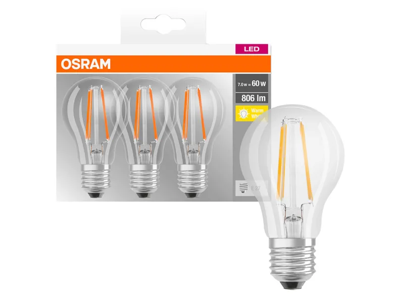 BRW Osram, Світлодіодна лампочка 3шт E27 7W 077230 фото №1