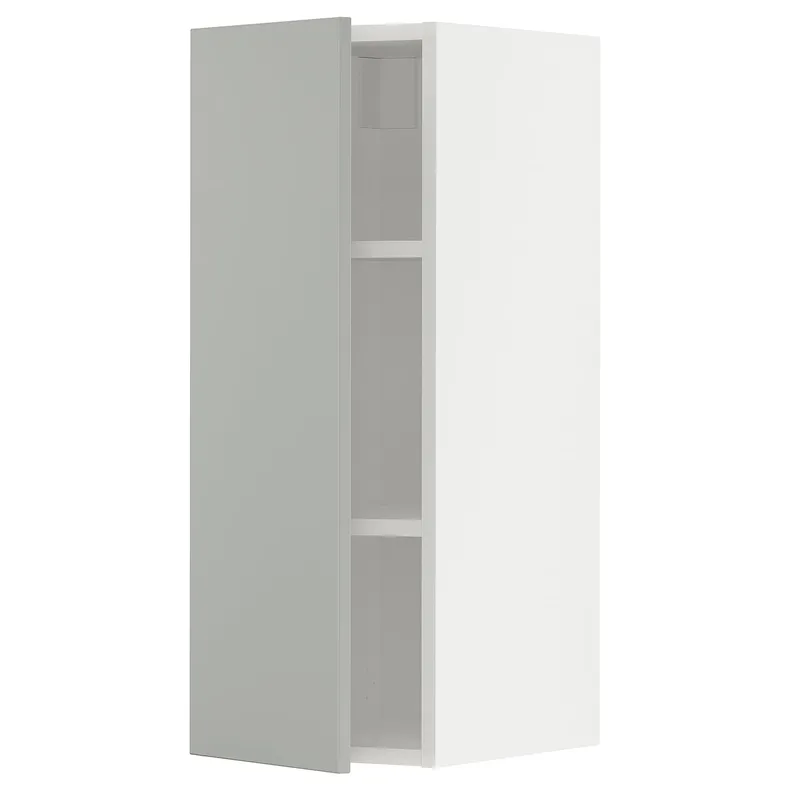 IKEA METOD МЕТОД, шафа навісна із полицями, білий / Хавсторп світло-сірий, 30x80 см 695.384.04 фото №1