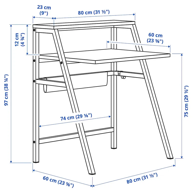 IKEA MITTPLAN МІТТПЛАН, письмовий стіл, білий, 80x60 см 105.494.28 фото №6
