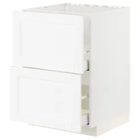 IKEA METOD МЕТОД / MAXIMERA МАКСИМЕРА, напольный шкаф п / мойку+2фасада / 2 ящ, белый Энкёпинг / белая имитация дерева, 60x60 см 794.734.02 фото