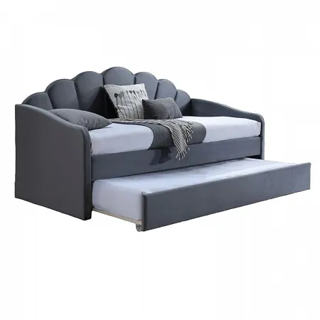 Кровать односпальная бархатная SIGNAL BELLA Velvet, Bluvel 14 - серый, 90x200 см фото №1