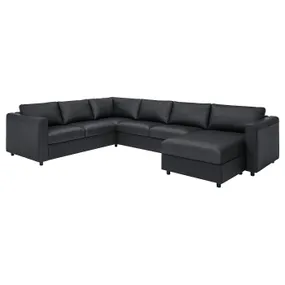 IKEA VIMLE ВИМЛЕ, 5-местный угловой диван, с шезлонгом/Гранн/Бомстад черный 393.067.64 фото