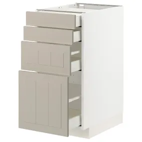 IKEA METOD МЕТОД / MAXIMERA МАКСИМЕРА, напольный шкаф 4 фасада / 4 ящика, белый / Стенсунд бежевый, 40x60 см 394.081.21 фото