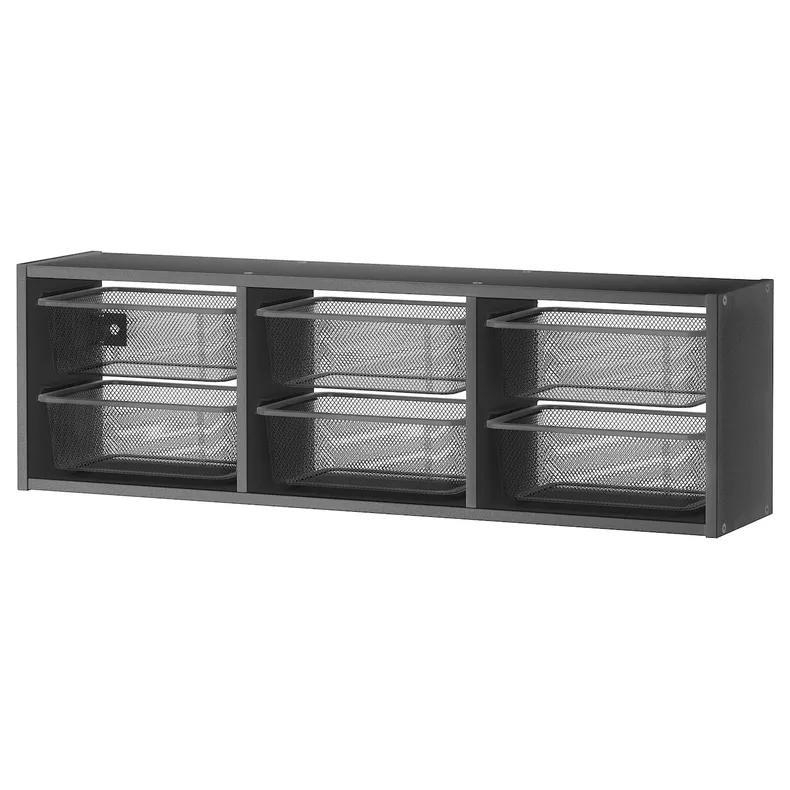 IKEA TROFAST ТРУФАСТ, настенный модуль для хранения, серый / темно-серый, 99x21x30 см 595.151.20 фото №1