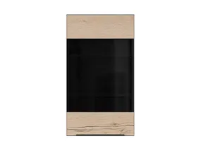 BRW Кухонный шкаф Sole L6 40 см с витриной дуб галифакс натуральный, Черный/дуб галифакс натур FM_G_40/72_PV-CA/DHN фото