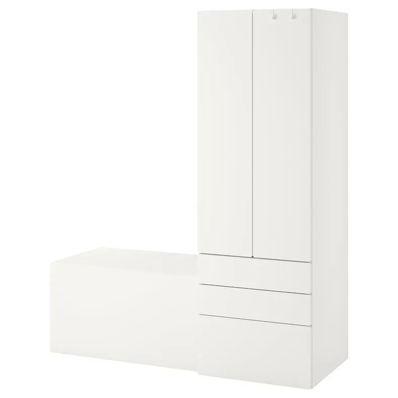 IKEA SMÅSTAD СМОСТАД / PLATSA ПЛАТСА, комбинация д / хранения, белый со скамейкой, 150x57x181 см 194.287.52 фото №1