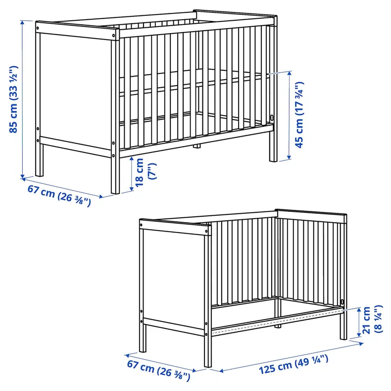 IKEA SUNDVIK СУНДВИК, мебель для детской, 2 предм., серый, 60x120 см 595.061.06 фото №3