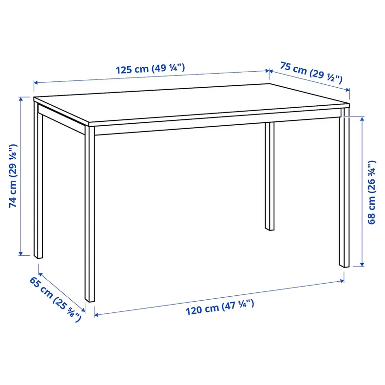IKEA MELLTORP МЕЛЬТОРП / GENESÖN ГЕНЕСЕН, стіл+4 стільці, білий білий / синій металік, 125 см 795.363.48 фото №3