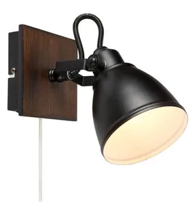 BRW Настінний регульований світильник для читання чорний дерев'яний 080864 фото