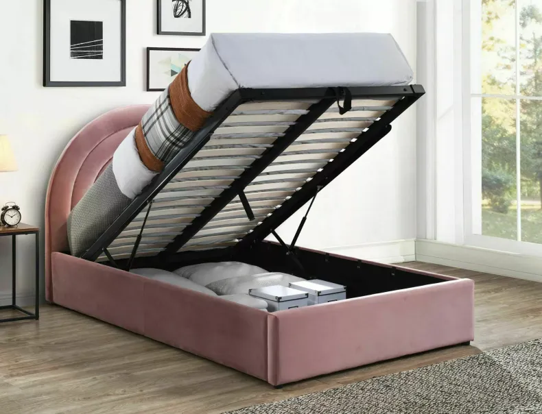 Кровать односпальная SIGNAL Polly Velvet 120x200 см, античный розовый фото №3
