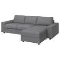 IKEA VIMLE ВИМЛЕ, 3-местный диван с козеткой, с широкими подлокотниками/Lejde серо-черный 394.328.14 фото thumb №1