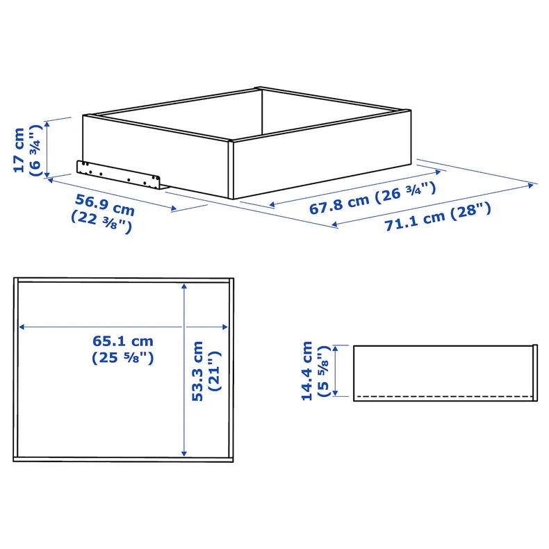 IKEA KOMPLEMENT КОМПЛИМЕНТ, ящик со стеклянной фронтал панелью, тёмно-серый, 75x58 см 505.092.08 фото №3