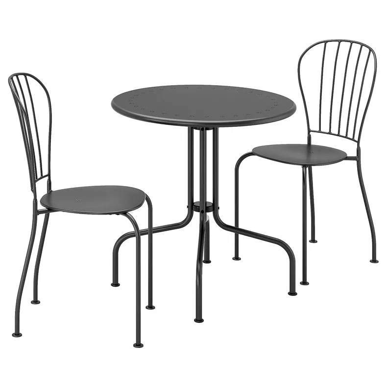 IKEA LÄCKÖ ЛЕККЕ, стіл+2 стільці, вуличний, сірий 498.984.35 фото №1