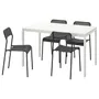 IKEA MELLTORP МЕЛЬТОРП / ADDE АДДЕ, стіл+4 стільці, білий / чорний, 125 см 791.614.86 фото
