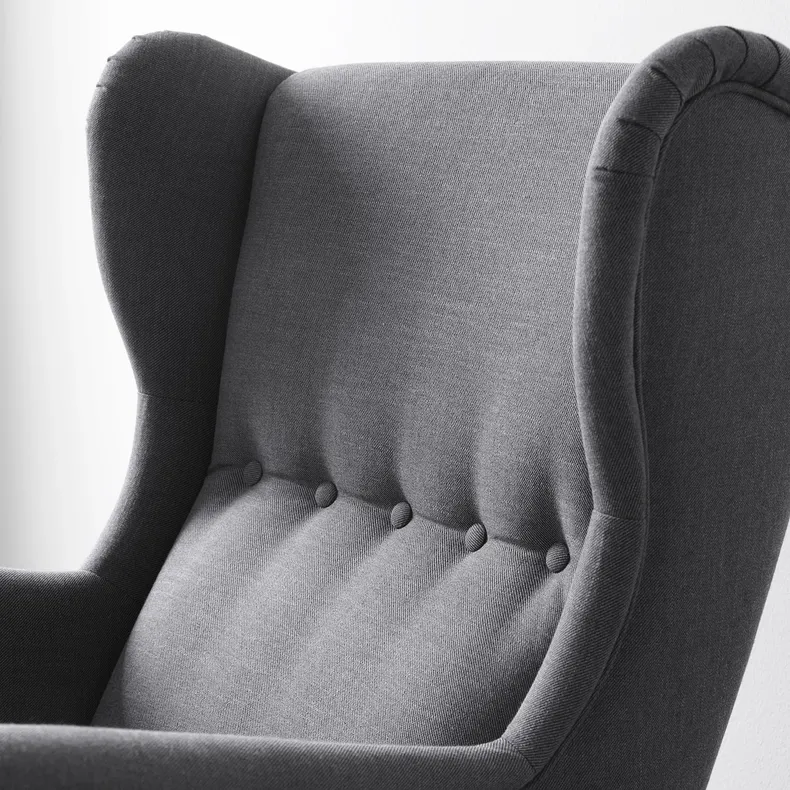 IKEA STRANDMON СТРАНДМОН, кресло с подголовником, Nordvalla темно-серый 203.432.24 фото №6