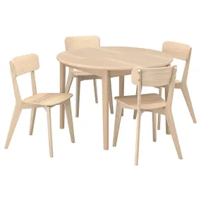 IKEA SKANSNÄS СКАНСНЕС / LISABO ЛІСАБО, стіл+4 стільці, світлий шпон бука / ясен, 115 / 170 см 395.614.86 фото