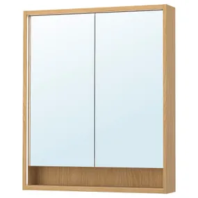 IKEA FAXÄLVEN ФАКСЕЛЬВЕН, дзеркальна шафа з вбуд підсвіткою, під дуб, 80x15x95 см 895.167.12 фото