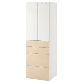 IKEA SMÅSTAD СМОСТАД / PLATSA ПЛАТСА, гардероб, белый / бирюзовый с 4 выдвижными ящиками, 60x57x181 см 494.309.37 фото